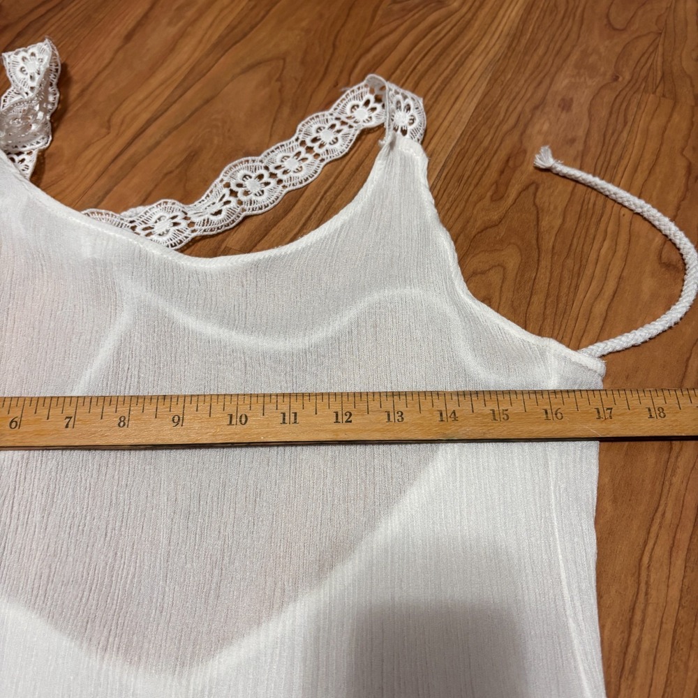 Sleeveless Beach Dress Crocheted Lace Straps Sz S Asymmetric Grad Ethereal Bride - Picture 13 of 14